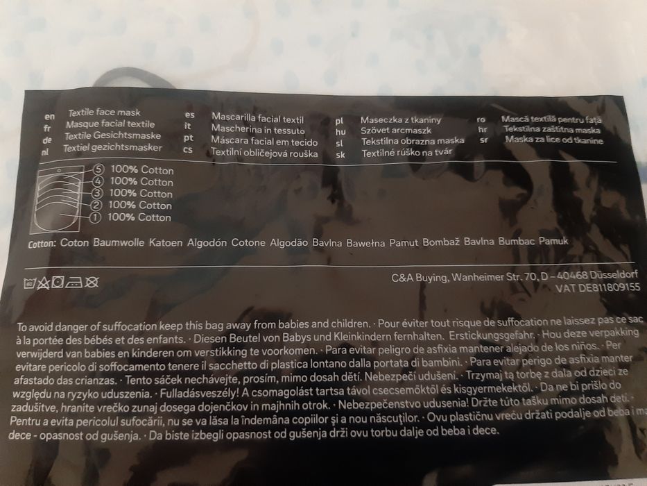 Máscaras reutilizável de criança