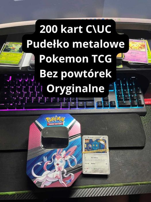 l Zestaw kart Pokemon TCG l 200 kart + Metalowy BOX l