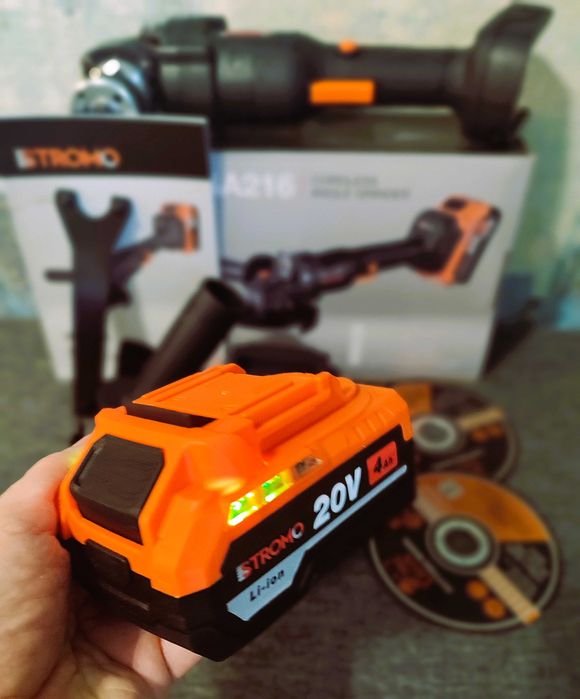 Акумуляторна кутова шліфувальна машина Stromo AGA-216 болгарка дешево