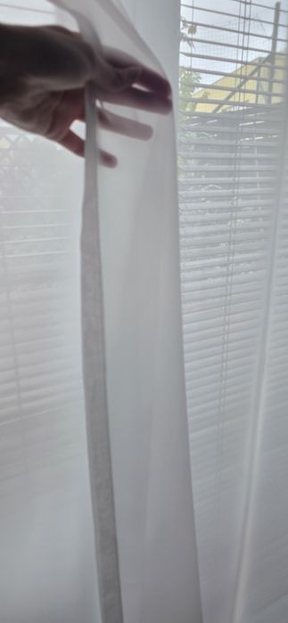 NOWE Firanki Szyte na Miarę - Białe Gładkie Woal / Markizeta (2 sztuki