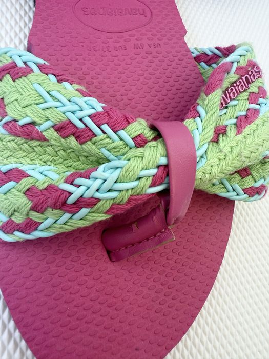 Havaianas Klapki japonki różowe z kokardą plecionką 35-36