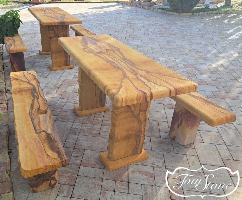 MEBLE OGRODOWE. ZESTAW MEBLI OGRODOWYCH z kamienia naturalnego. Kamień