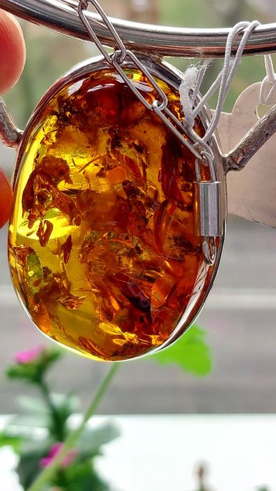 Kolia srebro 9q5 bursztyn bałtycki