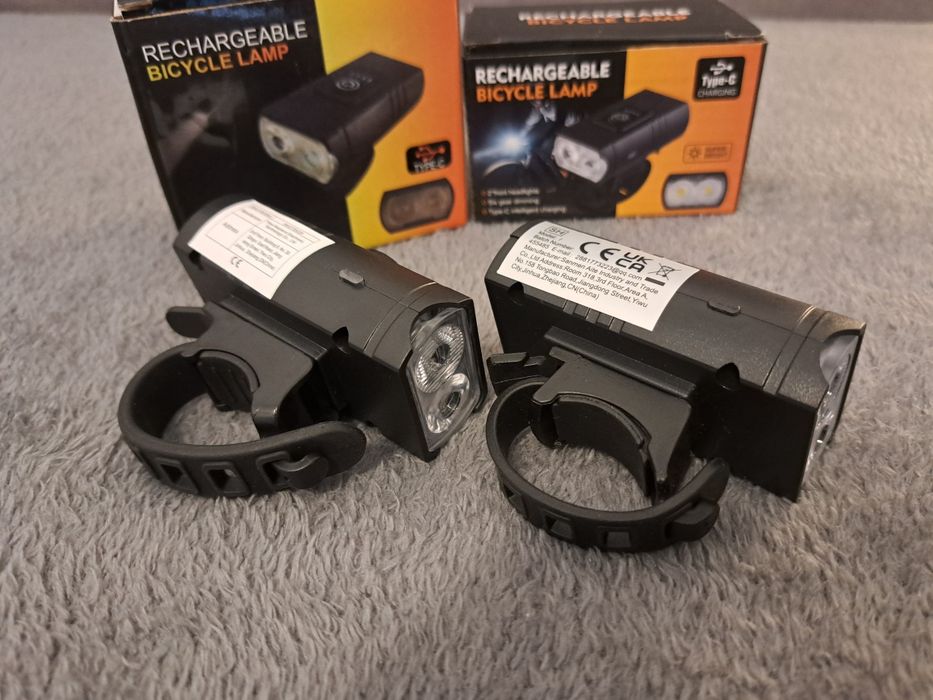2 sztuki Mocne Lampki Rowerowe USB C komplet NOWE