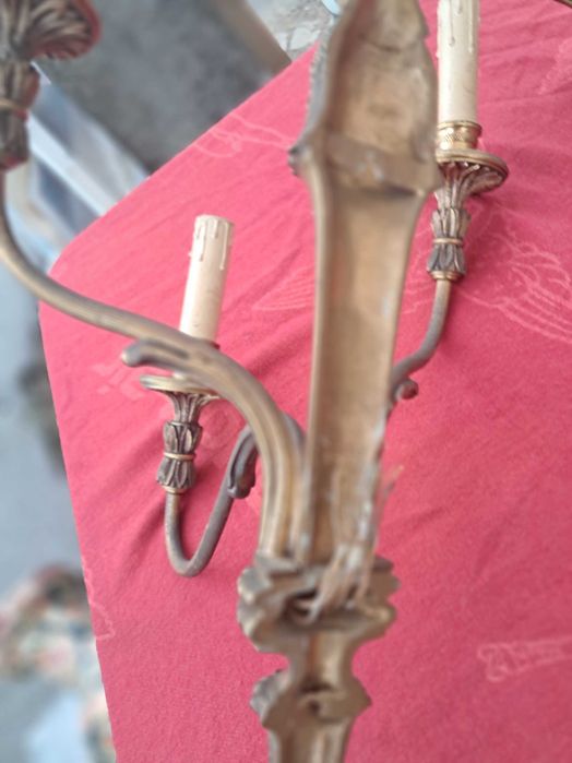 Dois apliques tipo castical em bronze