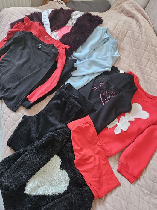 Zestaw ubran dziewczynka  146 152 okazja  duza paka spodnie bluzy