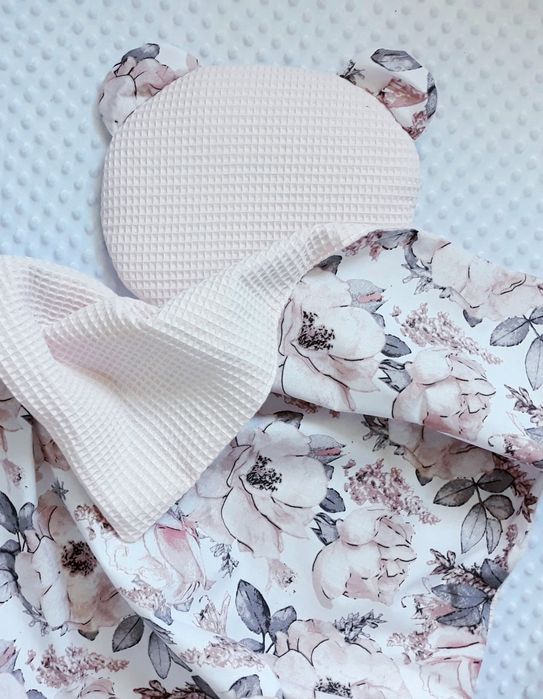 Zestaw DO WÓZKA do gondoli 50x75cm + PODUSZKA z falbanką MIŚ wyprawka