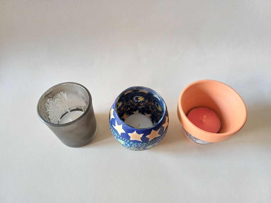 Conjunto de 3 porta-velas decorativos