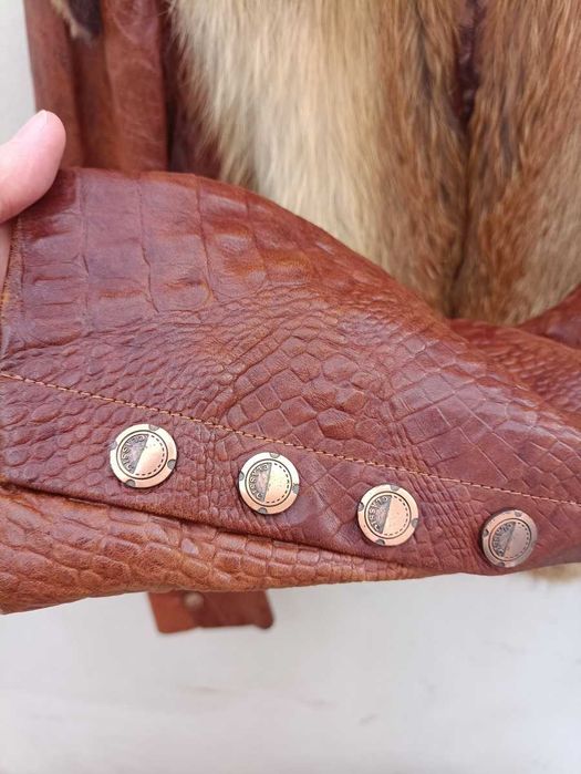 Вінтажна куртка з шкіри ягня з хутром лисиці Sardes leather & fur