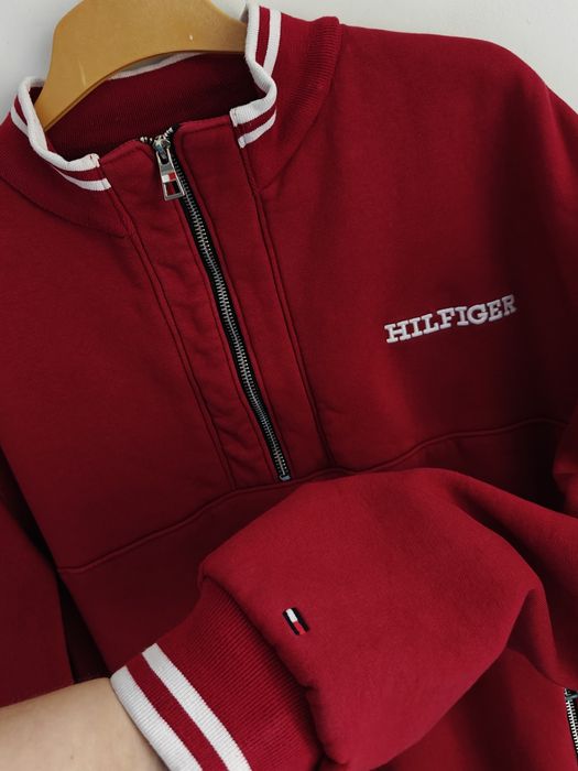 Czerwona bluza Tommy Hilfiger half-zip vintage retro y2k premium bluza męska  XL