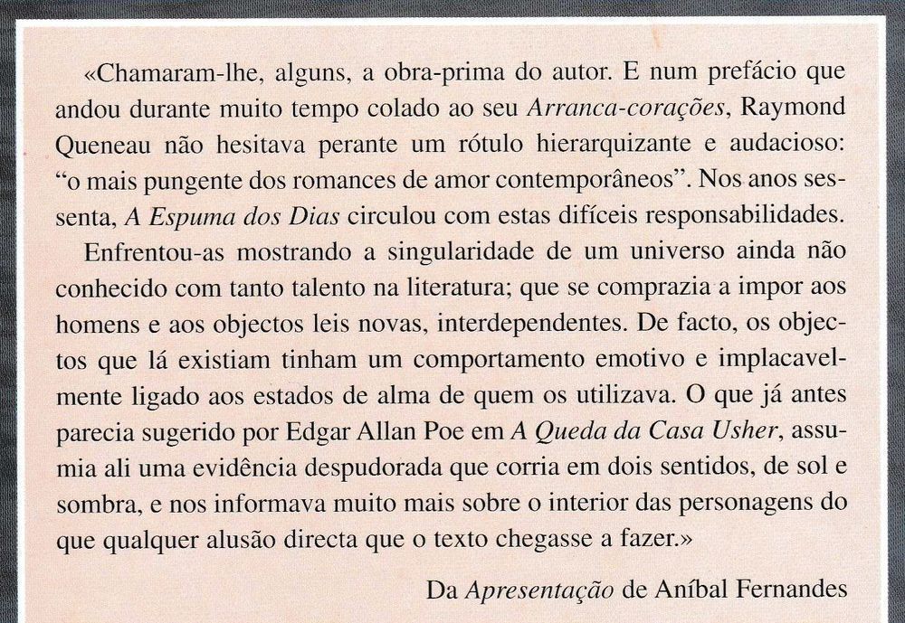 A Espuma dos Dias de Boris Vian ed. Relógio D'Água [Portes Grátis]