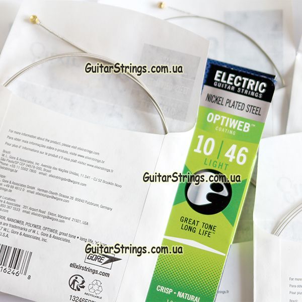 Струны Elixir Nanoweb Optiweb для электрогитары Оригинал сделано в США