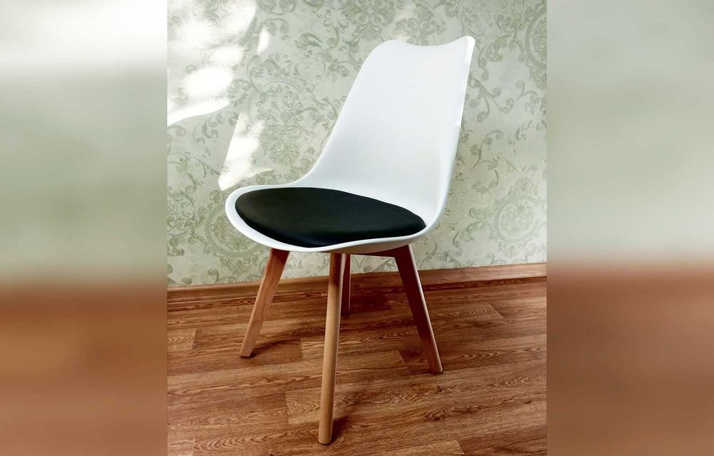 Кухонные стулья белое+черное кресло для кухни / Стілець кухонний