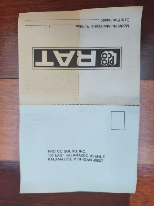 ProCo Small Box RAT 1986 - Black with White Lettering