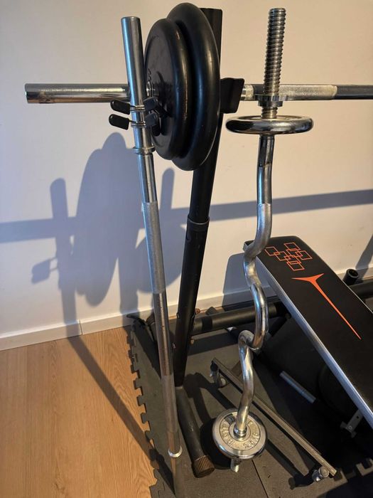 Home Gym completo - Multifunções, Banco, Alteres, Barras, Pesos...