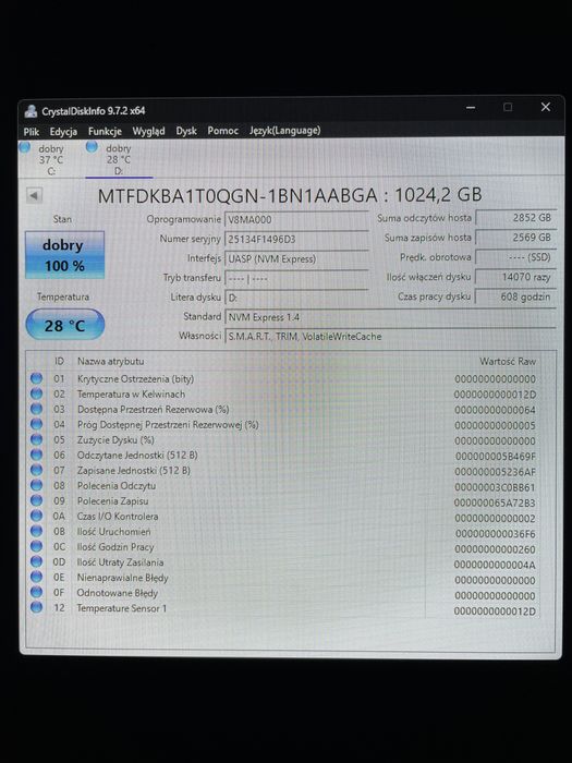 Dysk m.2 Micron 2500 1TB gen4 nvme ssd m2