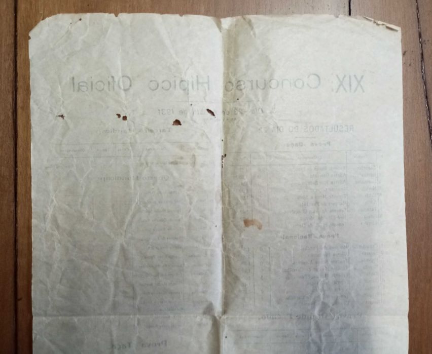 Raro antigo folheto Resultados XIX Concurso Hípico Oficial 1931