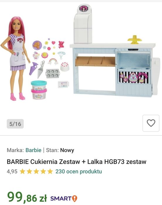Barbie cukiernia zestaw z lalką