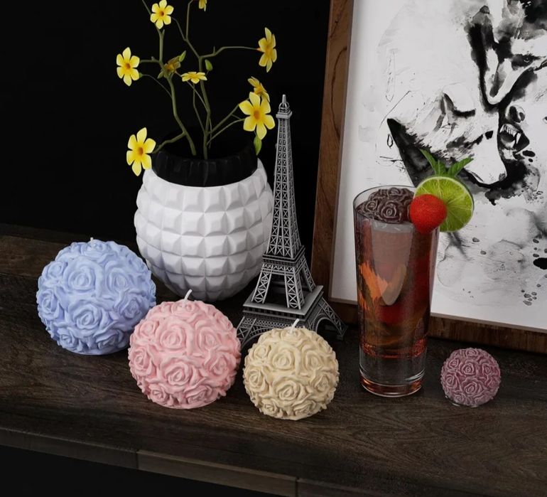 Силіконова форма 3D троянди піону для свічок