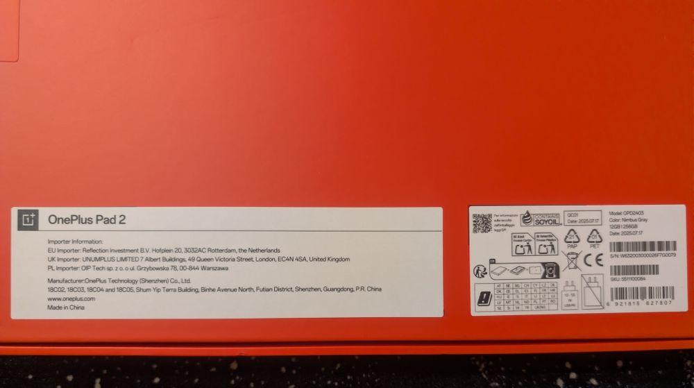 Tablet OnePlus Pad 2 NOWY 12/256GB 12,1" 3K Snapdragon 8 gen 3