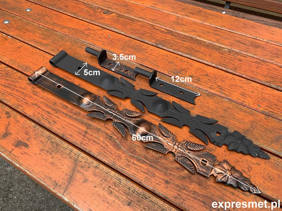 Zawias pasowy kuty 60cm czarny MOSIĄDZ PATYNA producent !