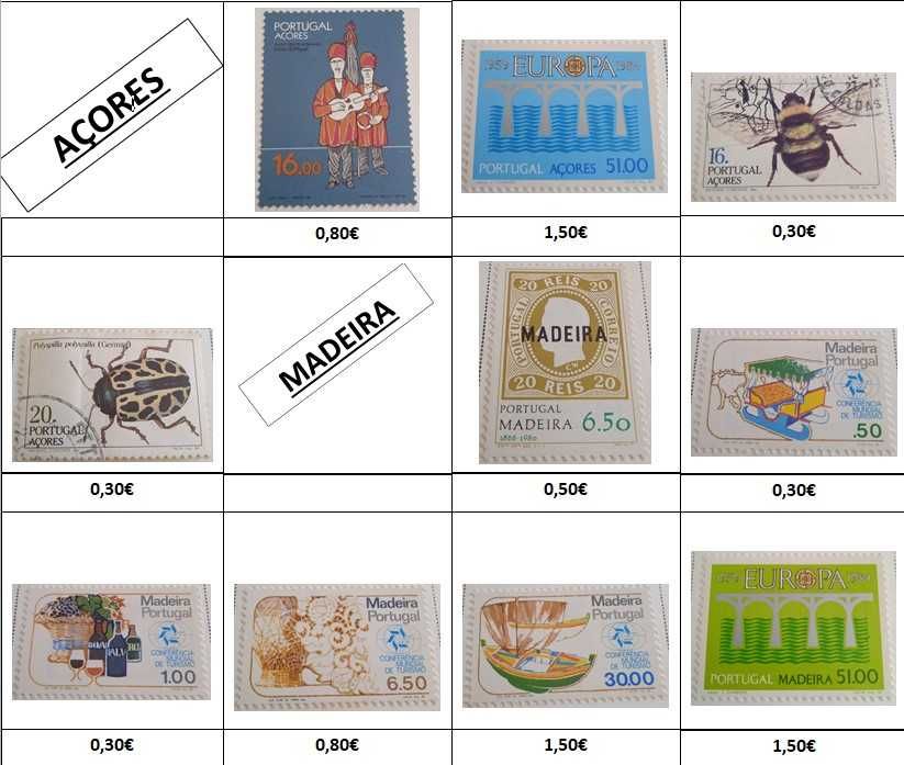 Vários Selos de Portugal 1981 a 1984, Açores 1984, Madeira 1980 a 1984