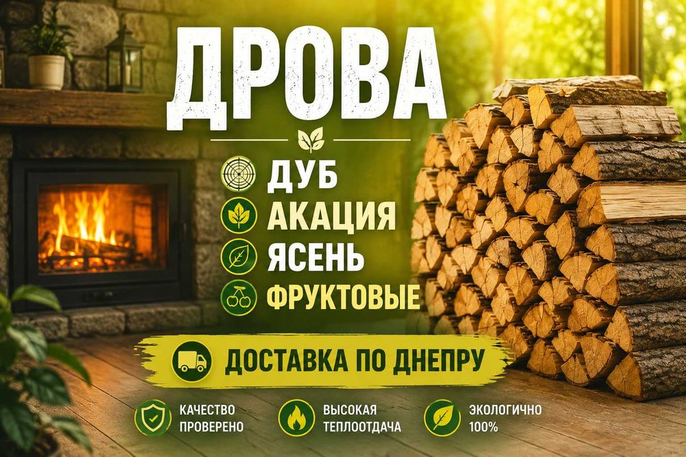 дрова Дуб, Ясен, Акація фруктові з доставкою | Сухі дрова для опалення | Дніпро та область