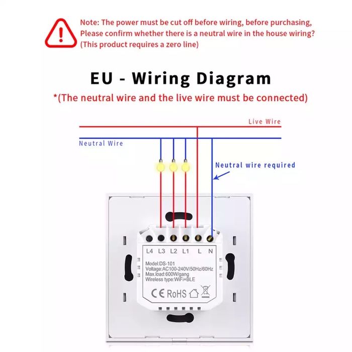 Interruptor inteligente de luz 1/2/3 módulos (Homekit)