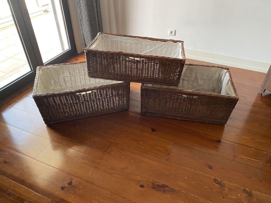 Conjunto de 3 cestos em vime para arrumação