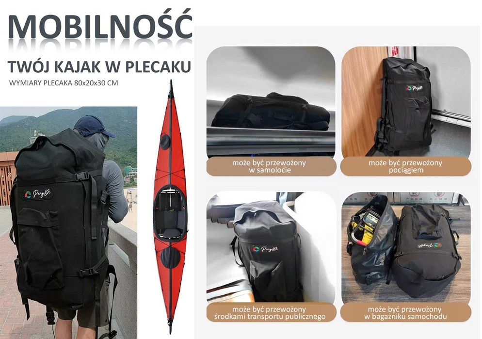 Kajak składany Peng Yi Yu-45 1-osobowy jednoosobowy lekki TPU dł. 4,5m