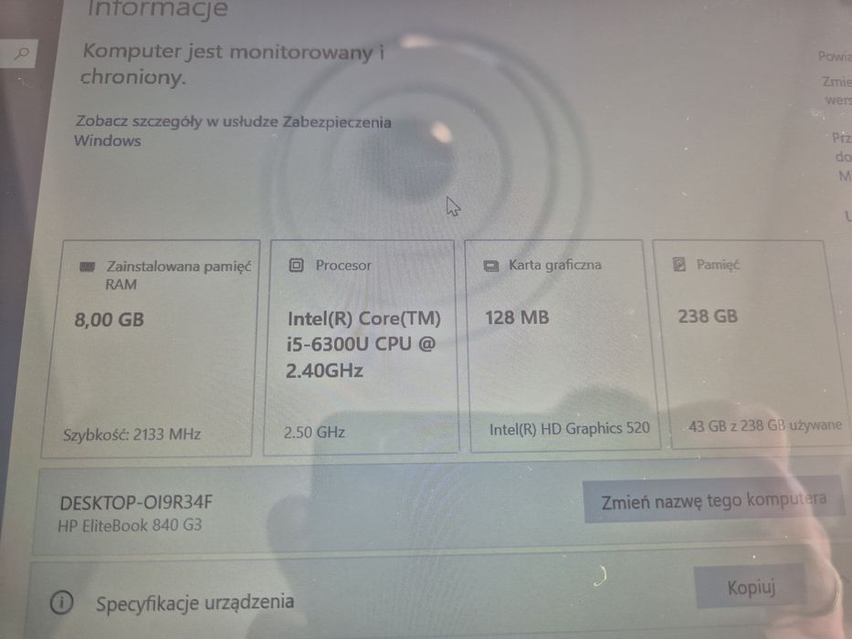 Hp elitebook 840 g3 i5+stacja