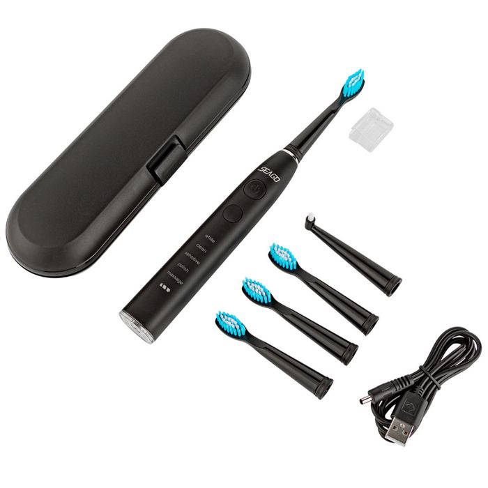 Електрична звукова зубна щітка Seago SG575 із кейсом Чорна