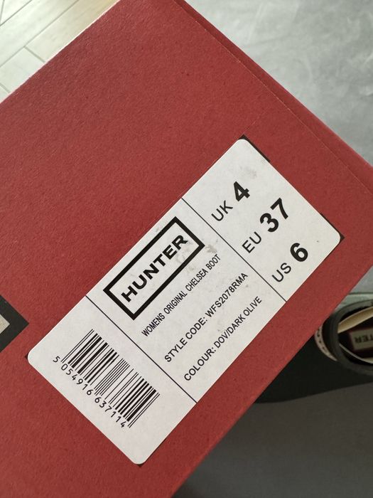 Hunter Oryginalne Kalosze Damskie Oliwkowe Botki Niskie 37