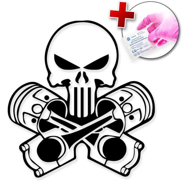 Naklejka PUNISHER TŁOKI na samochód, lusterko, kask, szybę