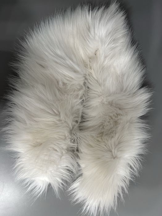 Okazja! Futro lisa białe  kołnierz wykończenie płaszcza duże puszyste