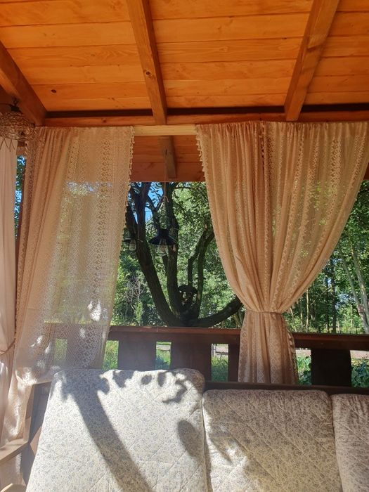 2 zasłony boho ecru 140x200 na taras frędzle