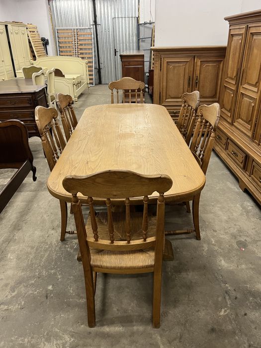 Dębowy stół z 6 krzesłami/lite drewno/Raty