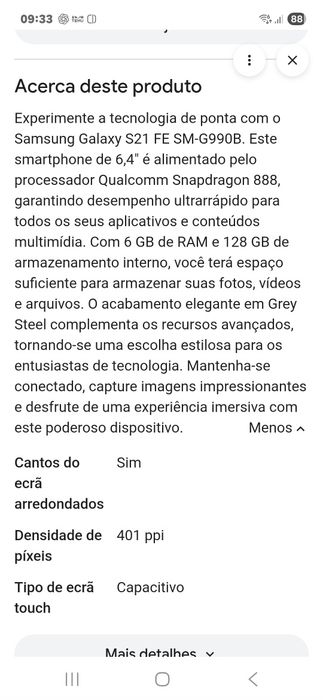 Samsung S21 fe 5g com capa e película
