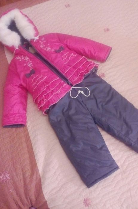 Новый набор! Зимний комбинезон + куртка на овчине 2года р.92