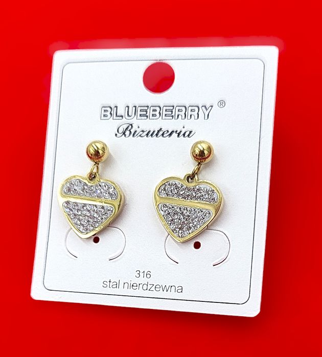 Kolczyki Blueberry serce  z cyrkoniami