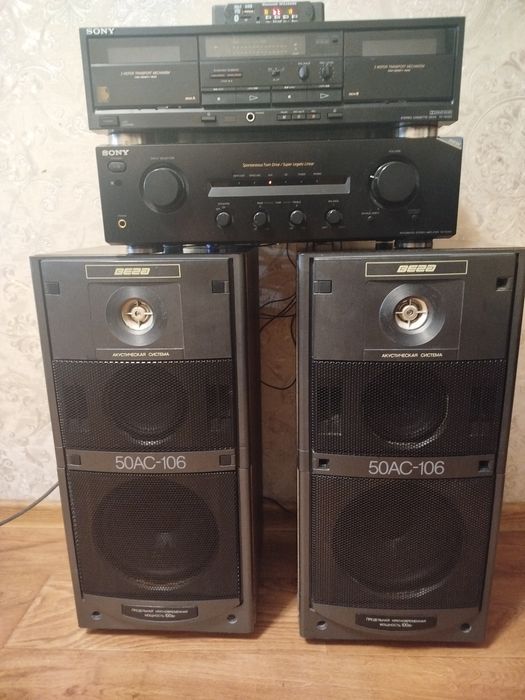 Аудіокомплект: Акустика Вега 50АС-106 + Підсилювач Sony TA-FE370 та Дека Sony TC-W320 (+ Bluetooth у подарунок)