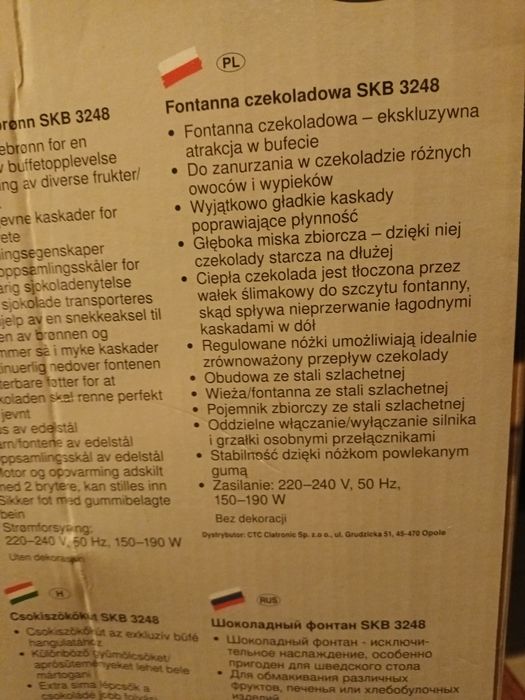 Fontanna czekoladowa SKB 3248 CLATRONIC