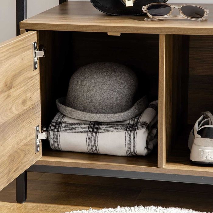 Bengaleiro cabide sapateira banco rústico industrial 169x84x40cm -NOVO