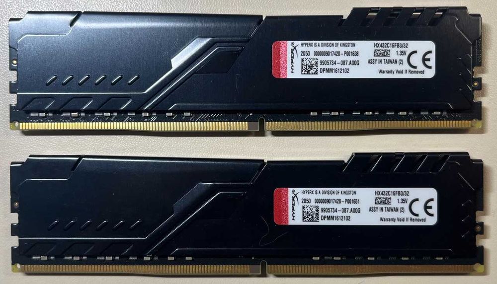 Оперативна памʼять Kingston HyperX DDR4-3200 32GB PC4-25600 Fury Black (HX432C16FB3/32)