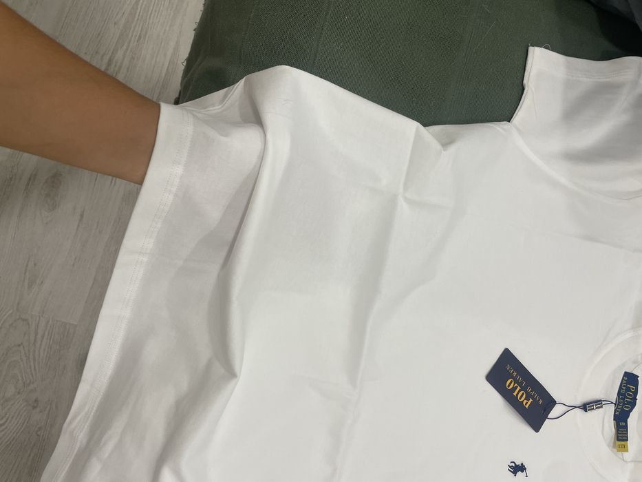 T-shirt polo ralph lauren branca simbolo azul nova