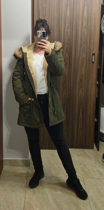 Zielona khaki kurtka parka Italy