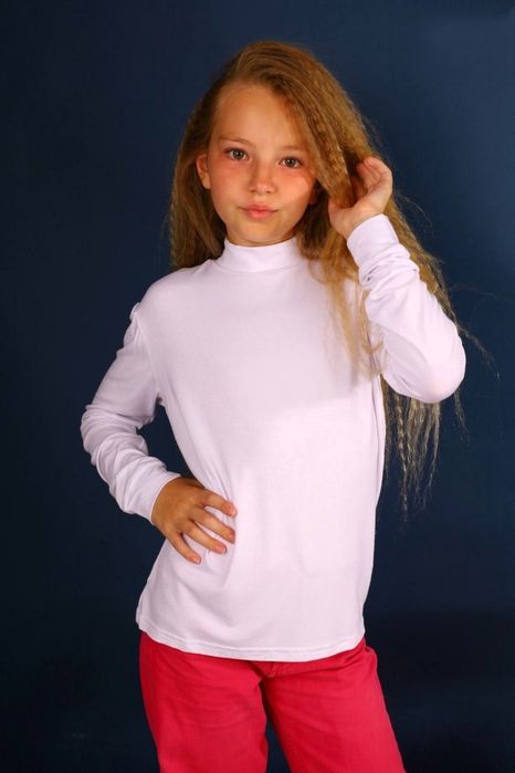 Гольф для девочки, белый и розовый, 122-152 см