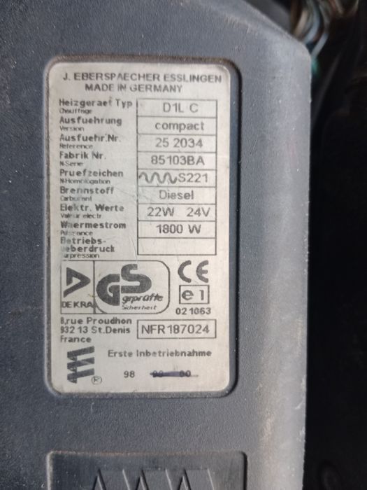 Webasto eberspaher D1LC 24 V 22W 1800W
