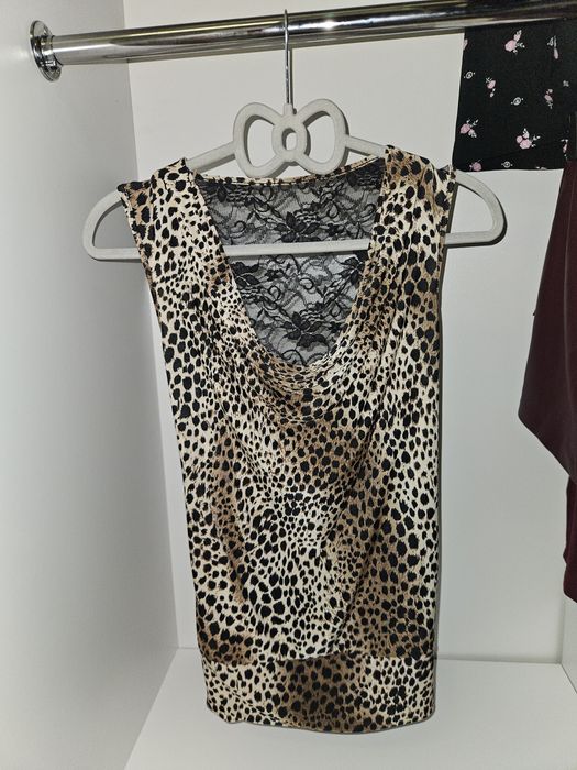 Bluzka tunika panterka koronka S