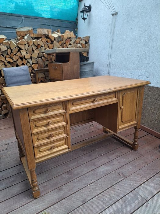 Solidne biurko dębowe gabinet  124/65/78